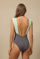 ALAIA MAILLOT GREY GREEN