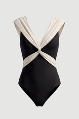 ALAIA MAILLOT BLACK IVORY