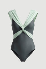 ALAIA MAILLOT GREY GREEN